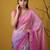 Pink ombre zari embroidery border work organza silk   party wear elegant style designer saree with blouse piece