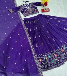 Dark Purple Embroidered Lehenga-free-size