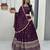 Wine Georgette Embroidered Lehenga-free-size Set