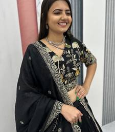 Black Chiffon Embroidered Lehenga-free-size