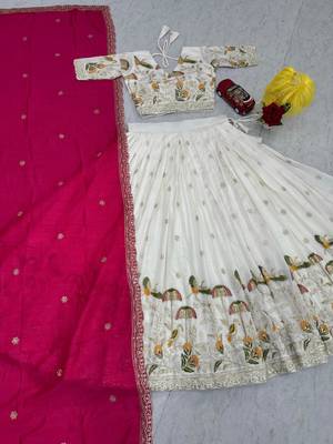 off White Embroidered Lehenga-free-size 2