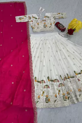 off White Embroidered Lehenga-free-size