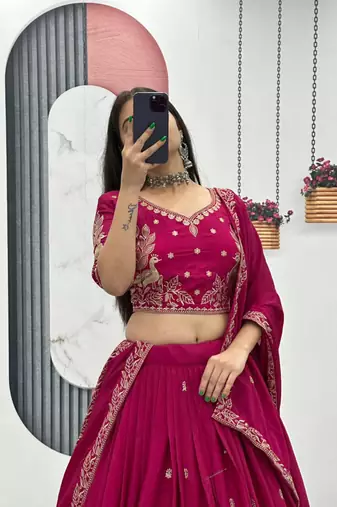 dark-Magenta Lehenga-free-size Choli