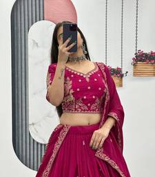dark-Magenta Lehenga-free-size Choli