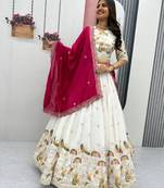 off White Embroidered Lehenga-free-size