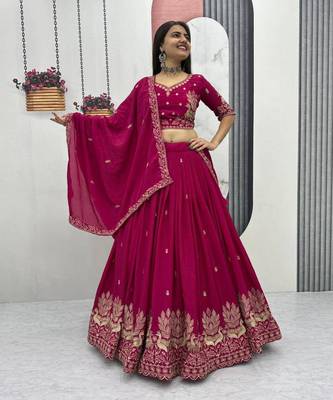 dark-Magenta Lehenga-free-size Choli 3