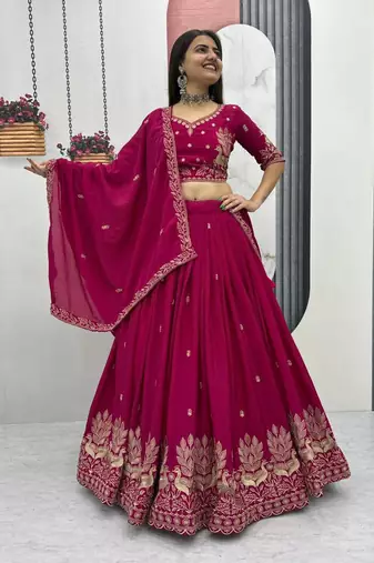 dark-Magenta Lehenga-free-size Choli