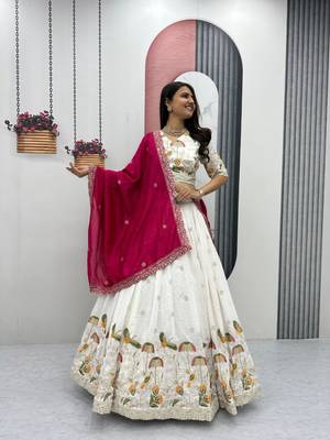 off White Embroidered Lehenga-free-size 3