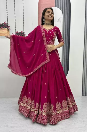 dark-Magenta Lehenga-free-size Choli