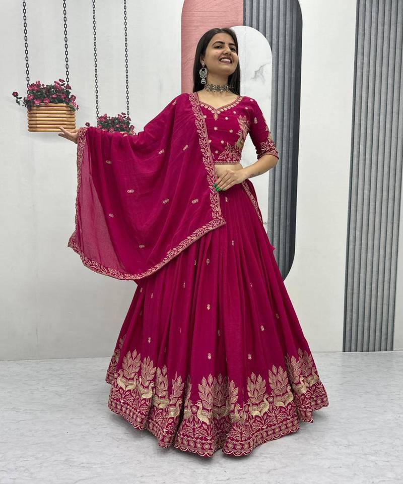 dark-Magenta Lehenga-free-size Choli