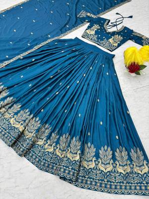 teal Cotton-Silk Lehenga-free-size 2