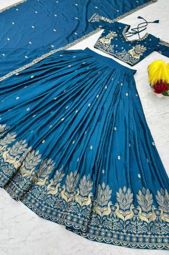 teal Cotton-Silk Lehenga-free-size
