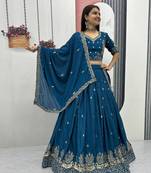 teal Cotton-Silk Lehenga-free-size