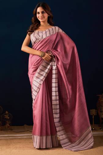 maroon solid colour cotton silk semi formal saree with blouse