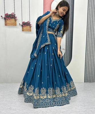 teal Cotton-Silk Lehenga-free-size 3
