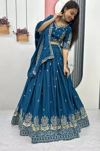 teal Cotton-Silk Lehenga-free-size