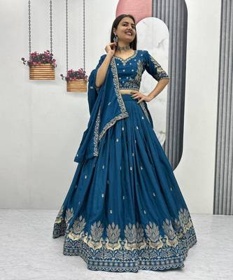 teal Cotton-Silk Lehenga-free-size 4