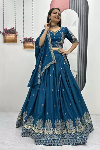teal Cotton-Silk Lehenga-free-size
