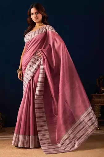 maroon solid colour cotton silk semi formal saree with blouse