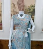 Sky Blue Color Embroidered,Thread & Semi Beads  Work Work Rangoli Silk Ready To Wear Saree
