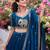 Navy Blue Silk Embroidered Lehenga-free-size