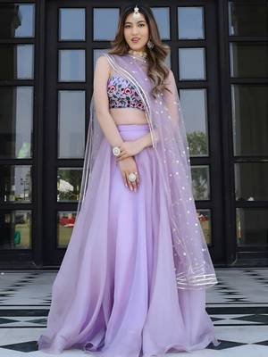 Lavender Organza Lehenga 2
