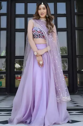 Lavender Organza Lehenga