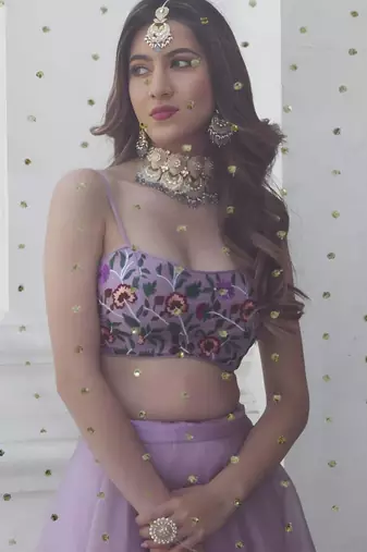 Lavender Organza Lehenga