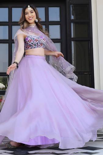 Lavender Organza Lehenga
