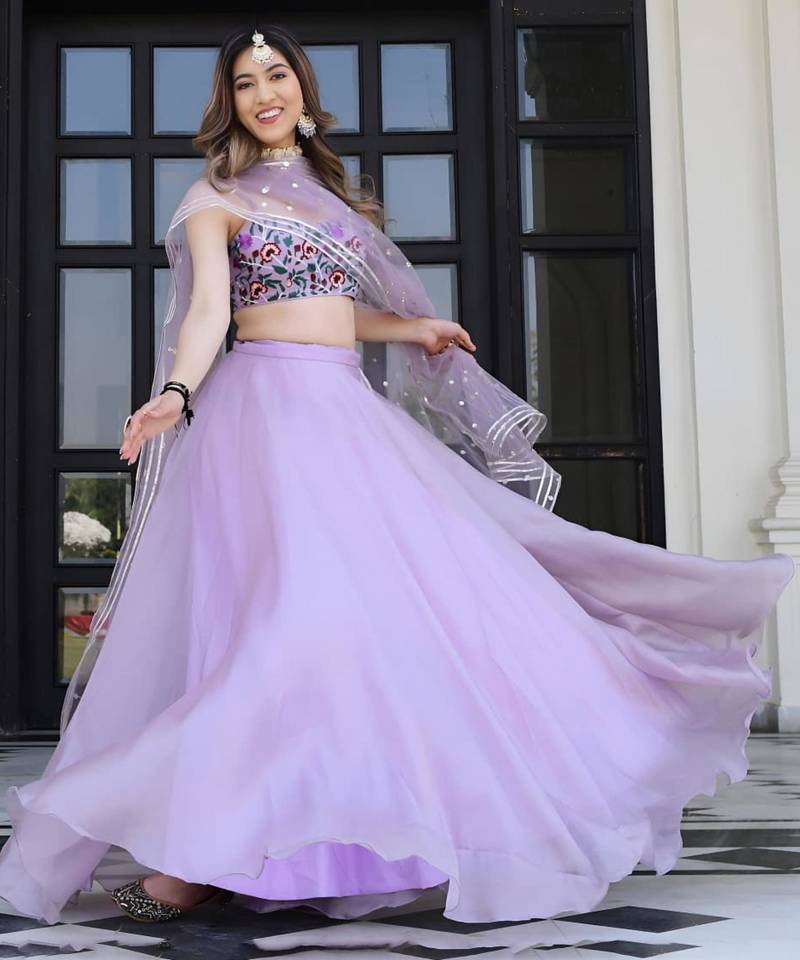 Lavender Organza Lehenga
