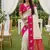 White soft silk blend saree with zari weaving meenakari design
