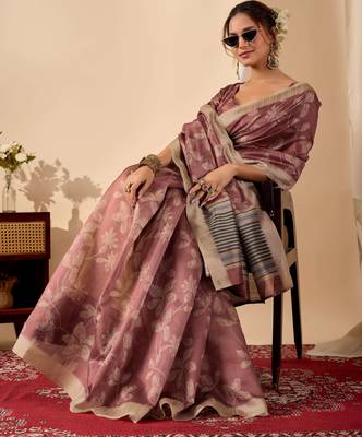 black digital floral print chiffon festive ethnic saree with blouse 5