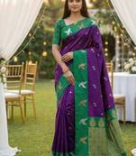 Wne soft silk blend saree with zari weaving meenakari design