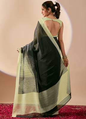 black floral print silk festive ethnic saree with blouse 2