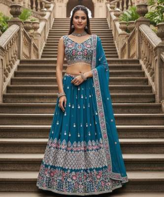 Blue Georgette Lehenga set 2