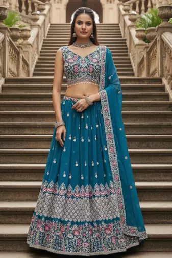 Blue Georgette Lehenga set