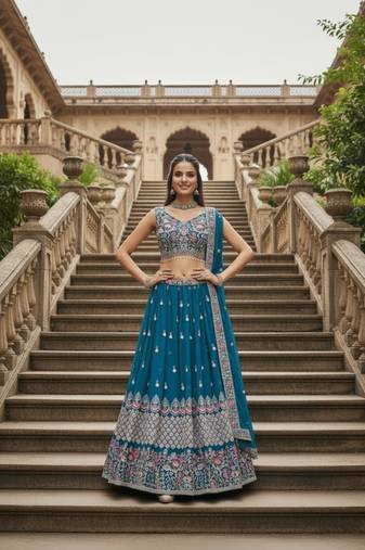 Blue Georgette Lehenga set