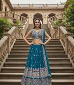 Blue Georgette Lehenga set