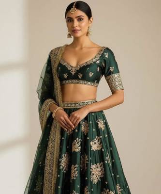 dark-Green Silk Lehenga Set 2