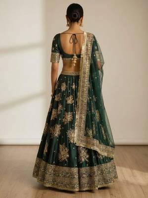 dark-Green Silk Lehenga Set 3