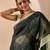 black floral print silk festive ethnic saree with blouse