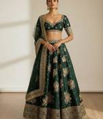dark-Green Silk Lehenga Set