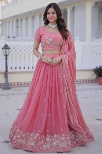Pink Silk Lehenga set