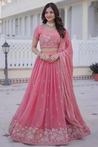 Pink Silk Lehenga set
