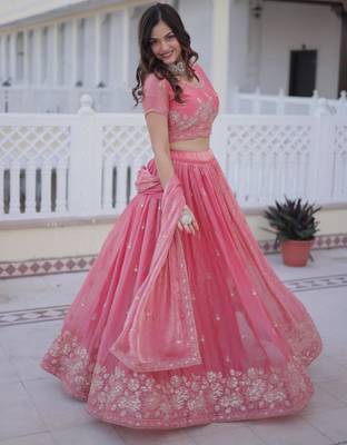 Pink Silk Lehenga set 3