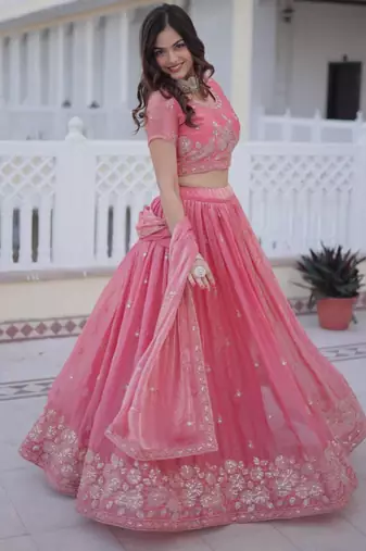 Pink Silk Lehenga set