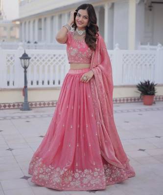 Pink Silk Lehenga set 4