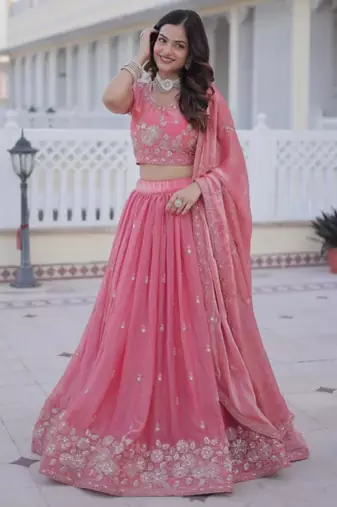Pink Silk Lehenga set