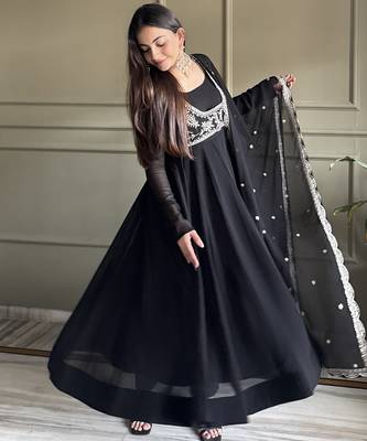 Stunning black anarkali suit with rich embroidery 2