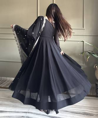 Stunning black anarkali suit with rich embroidery 4